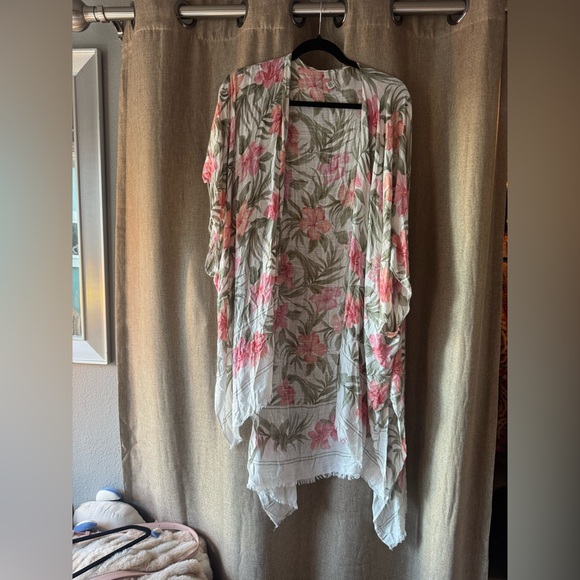 American Eagle Outfitters Sweaters - American Eagle Outfitters Floral Shawl - Pink and Olive